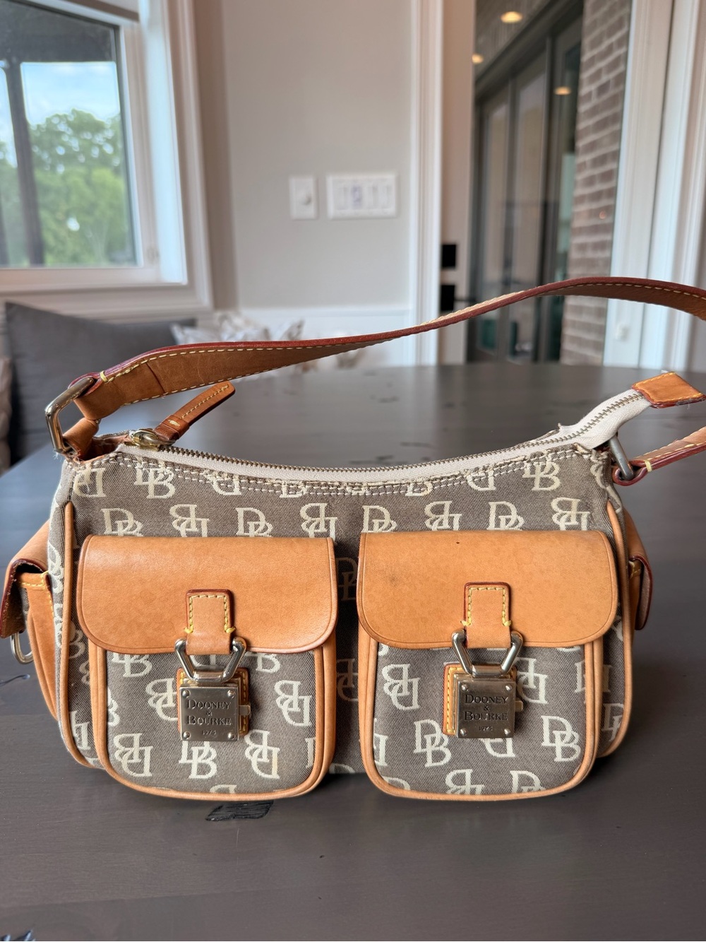 Vintage Dooney & Bourke Brown & Tan Monogram Bag